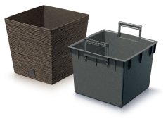 Květináč FURU SQUARE LOW ECO WOOD 24cm kávový