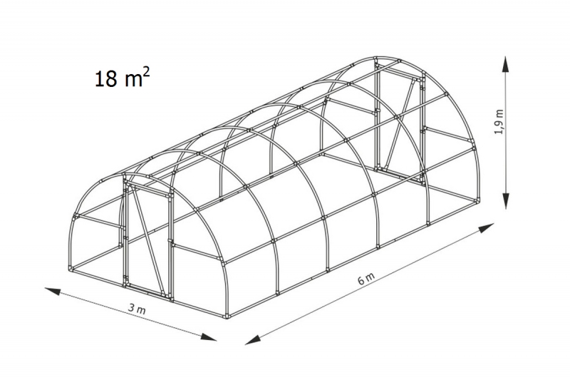 Obloukový fóliovník Lemar A6 - 6 x 3 x 2,1 m