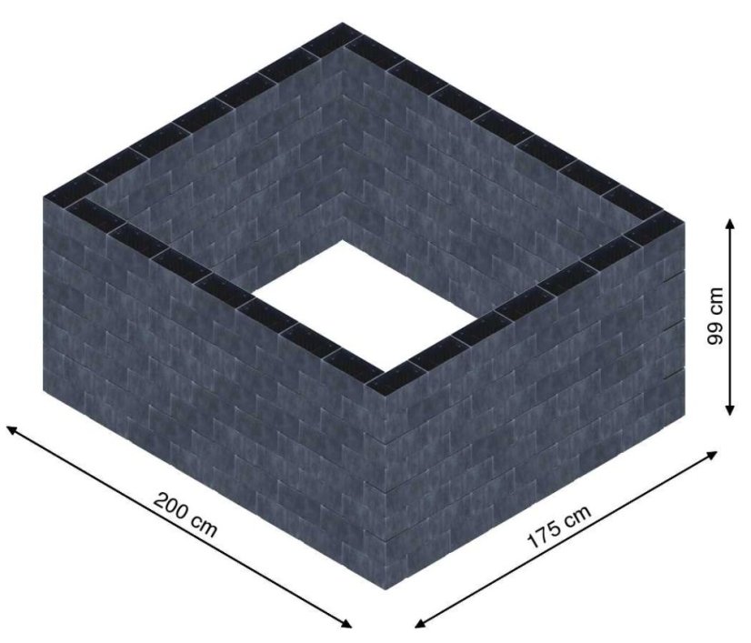 Flexi Element vyvýšený záhon - obdĺžnik - Šírka: 200 cm, Dĺžka: 175 cm, Výška: 99 cm