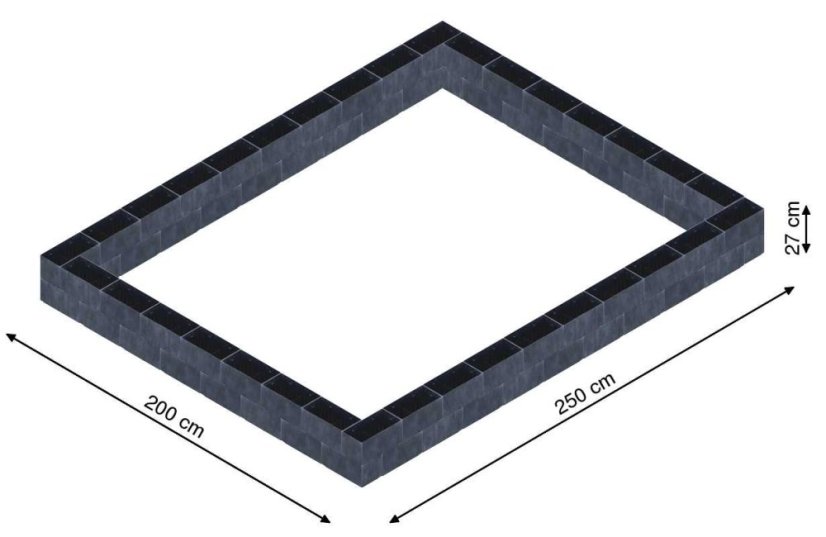 Flexi Element vyvýšený záhon - obdĺžnik - Šírka: 200 cm, Dĺžka: 250 cm, Výška: 27 cm