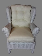 Ratanové křeslo ušák bílé polstr bílý FL