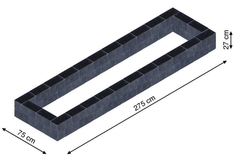 Flexi Element vyvýšený záhon - obdĺžnik - Šírka: 75 cm, Dĺžka: 275 cm, Výška: 27 cm