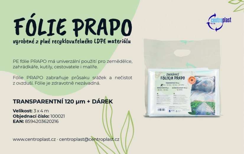 Centroplast fólie na fóliovník PRAPO 3 x 4 m transparentní