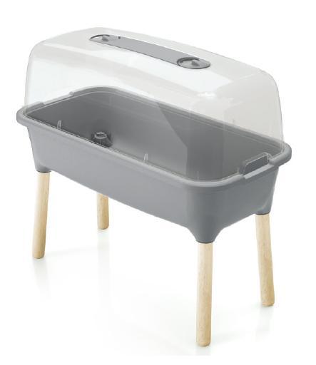 Prosperplast Respana Planter Wood High sadbovač s vekom 78cm, šedý kameň