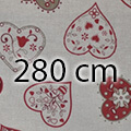 Mihra motiv červená srdce - šíře 280 cm