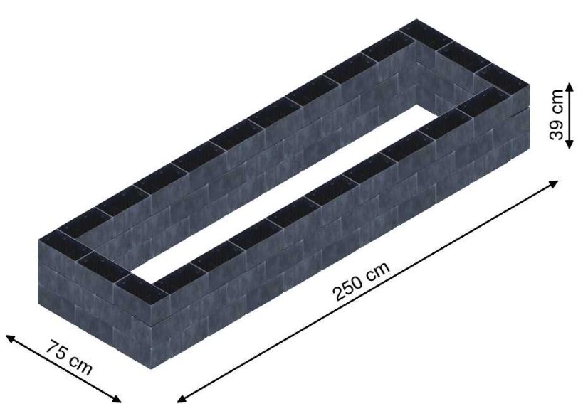 Flexi Element vyvýšený záhon - obdĺžnik - Šírka: 75 cm, Dĺžka: 250 cm, Výška: 39 cm