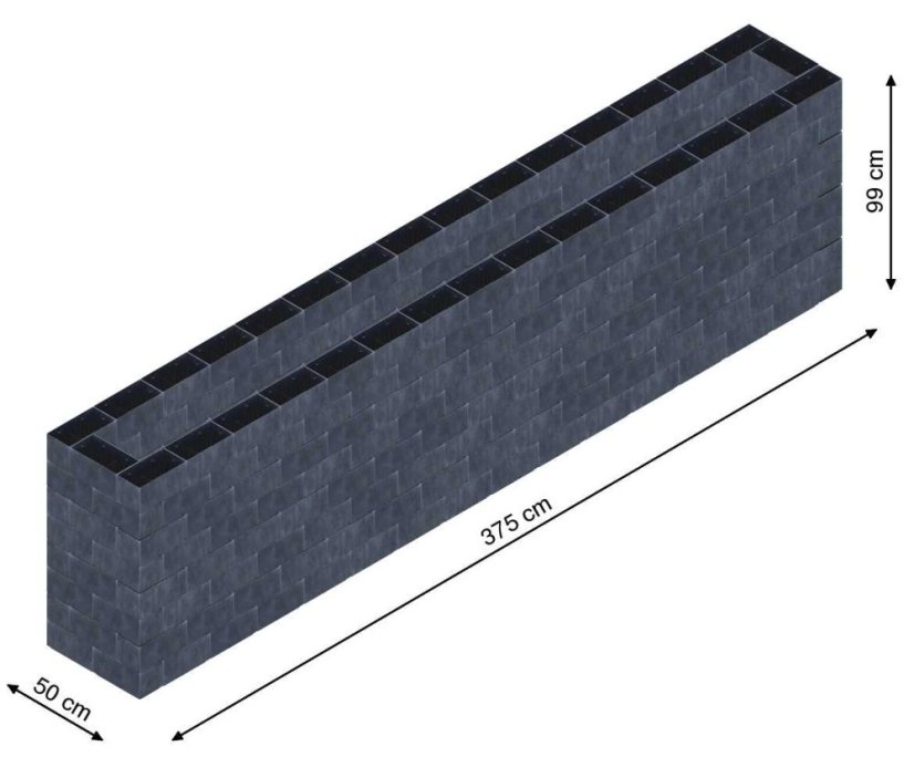 Flexi Element vyvýšený záhon - obdĺžnik - Šírka: 50 cm, Dĺžka: 375 cm, Výška: 99 cm