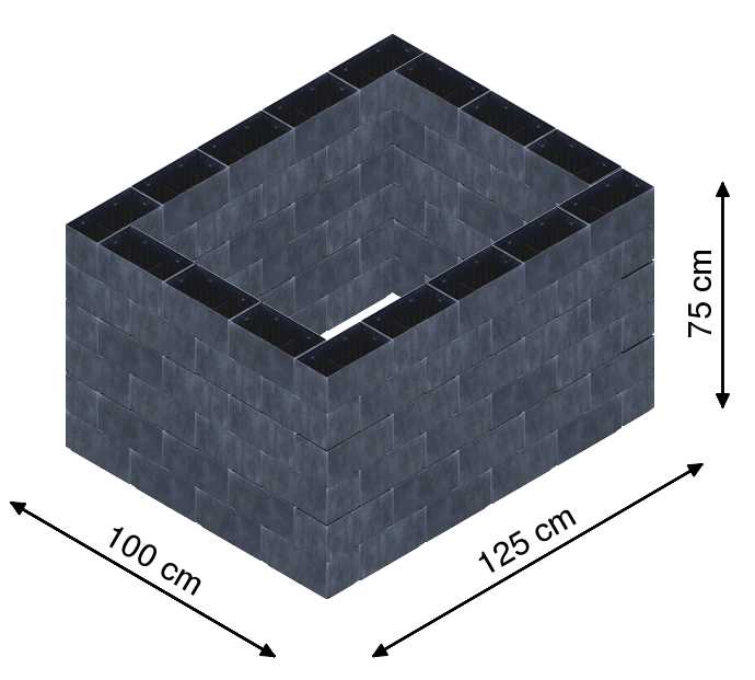 Flexi Element vyvýšený záhon - obdĺžnik - Šírka: 100 cm, Dĺžka: 125 cm, Výška: 75 cm
