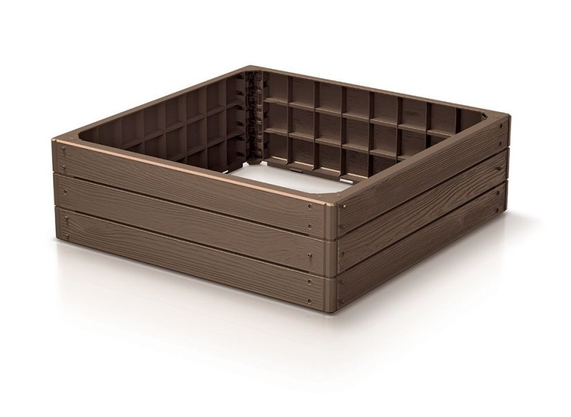 Vyvýšený záhon BASE WOODY 75,6 x 75,6 x 25 cm - rustikálna tehlová