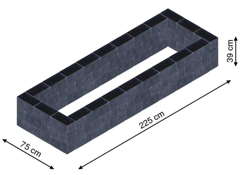 Flexi Element vyvýšený záhon - obdĺžnik - Šírka: 75 cm, Dĺžka: 225 cm, Výška: 39 cm