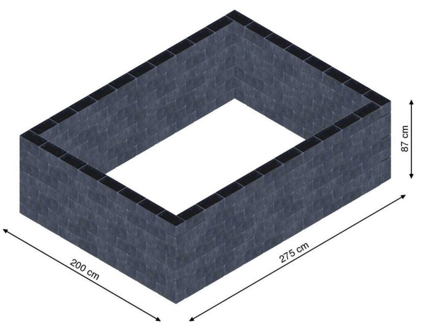 Flexi Element vyvýšený záhon - obdĺžnik - Šírka: 200 cm, Dĺžka: 275 cm, Výška: 87 cm