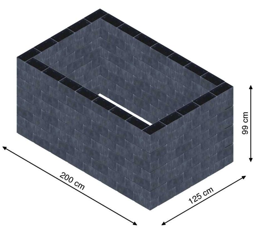 Flexi Element vyvýšený záhon - obdĺžnik - Šírka: 200 cm, Dĺžka: 125 cm, Výška: 99 cm