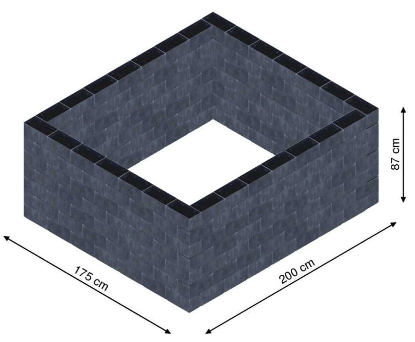 Flexi Element vyvýšený záhon - obdĺžnik - Šírka: 175 cm, Dĺžka: 200 cm, Výška: 87 cm