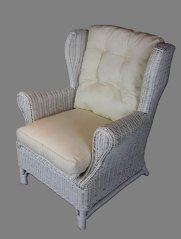 Ratanové křeslo ušák bílé polstr bílý FL