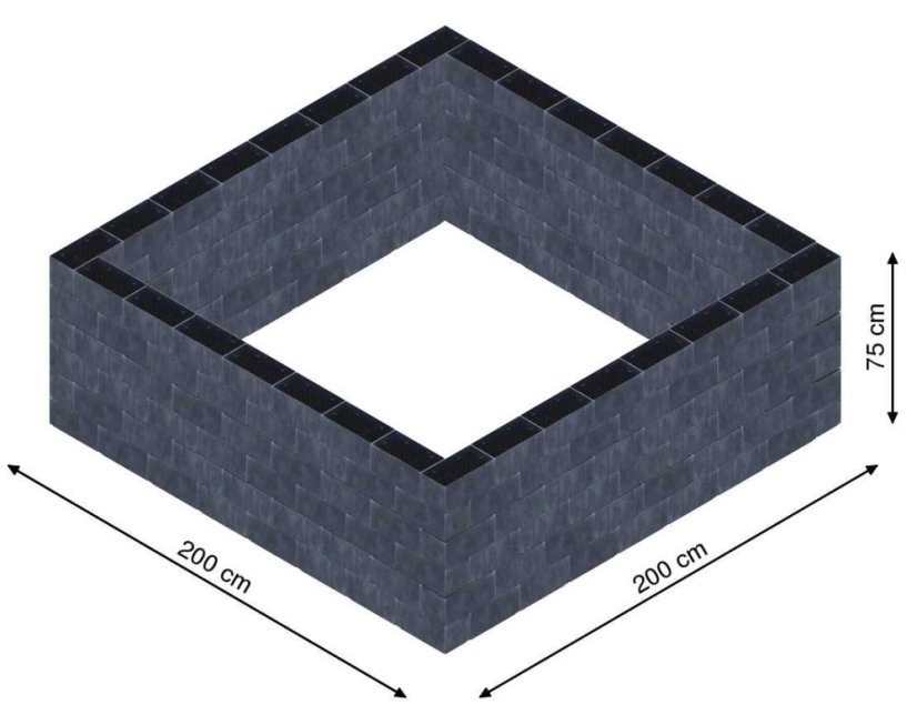 Flexi Element vyvýšený záhon - obdĺžnik - Šírka: 200 cm, Dĺžka: 200 cm, Výška: 75 cm
