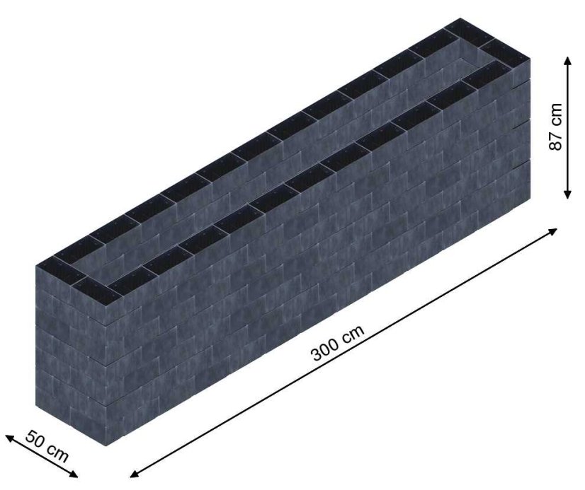 Flexi Element vyvýšený záhon - obdĺžnik - Šírka: 50 cm, Dĺžka: 300 cm, Výška: 87 cm
