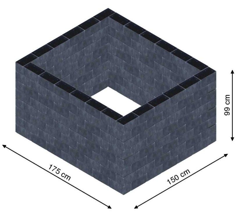 Flexi Element vyvýšený záhon - obdĺžnik - Šírka: 175 cm, Dĺžka: 150 cm, Výška: 99 cm