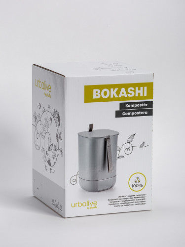 Plastia Bokashi Urbalive kompostér, šedá 35,5 cm + 1 kg Bokashi baktérie