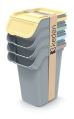Odpadkový koš KADDI Q SET světle šedý s filtrem, objem 4 X 25l
