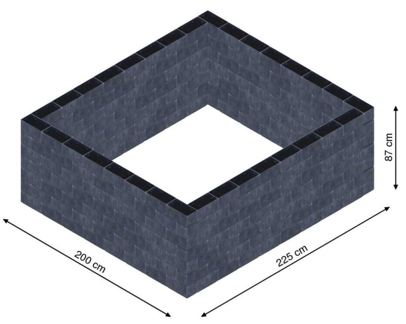 Flexi Element vyvýšený záhon - obdĺžnik - Šírka: 200 cm, Dĺžka: 225 cm, Výška: 87 cm