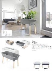 Prosperplast Respana Planter Wood High sadbovač s víkem 78cm, šedý kámen