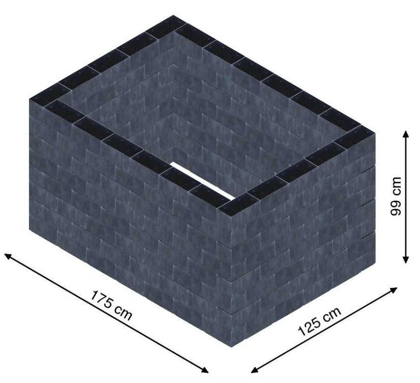 Flexi Element vyvýšený záhon - obdĺžnik - Šírka: 175 cm, Dĺžka: 125 cm, Výška: 99 cm
