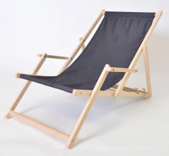 Bahama polyester S PODRUČKAMI lehátko dřevěné přírodní - GRAFIT