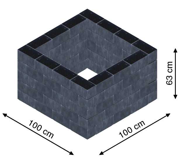 Flexi Element vyvýšený záhon - obdĺžnik - Šírka: 100 cm, Dĺžka: 100 cm, Výška: 63 cm