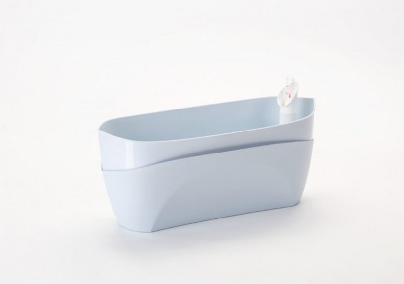 Plastia Samozavlažovací truhlík Doppio šedomodrá - šírka 38 cm