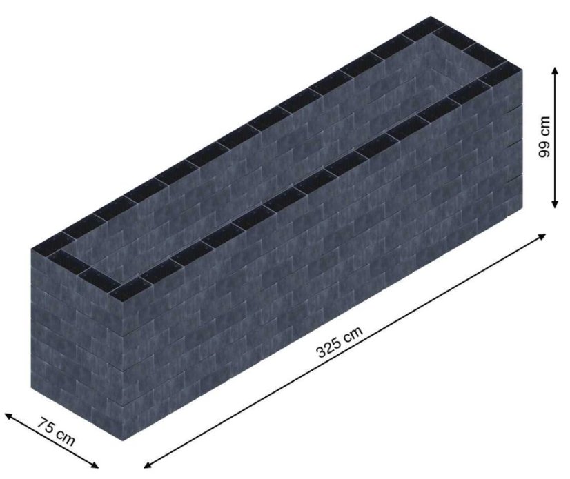 Flexi Element vyvýšený záhon - obdĺžnik - Šírka: 75 cm, Dĺžka: 325 cm, Výška: 99 cm