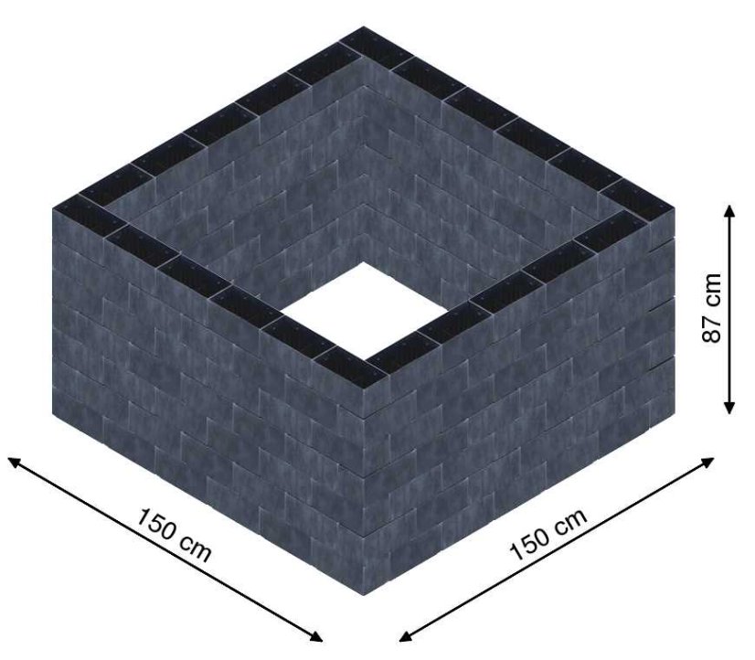Flexi Element vyvýšený záhon - obdĺžnik - Šírka: 150 cm, Dĺžka: 150 cm, Výška: 87 cm