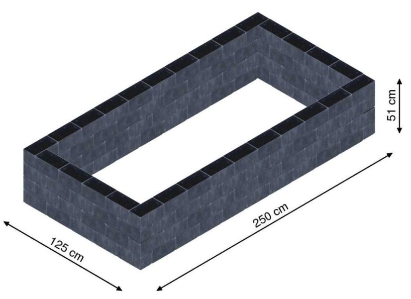 Flexi Element vyvýšený záhon - obdĺžnik - Šírka: 125 cm, Dĺžka: 250 cm, Výška: 51 cm