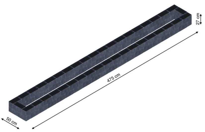 Flexi Element vyvýšený záhon - obdĺžnik - Šírka: 50 cm, Dĺžka: 475 cm, Výška: 27 cm