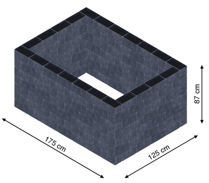 Flexi Element vyvýšený záhon - obdĺžnik - Šírka: 175 cm, Dĺžka: 125 cm, Výška: 87 cm