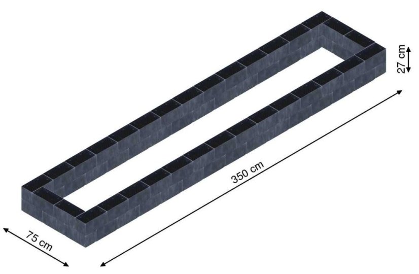 Flexi Element vyvýšený záhon - obdĺžnik - Šírka: 75 cm, Dĺžka: 350 cm, Výška: 27 cm