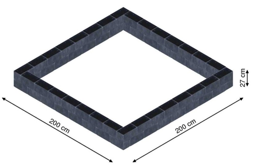 Flexi Element vyvýšený záhon - obdĺžnik - Šírka: 200 cm, Dĺžka: 200 cm, Výška: 27 cm