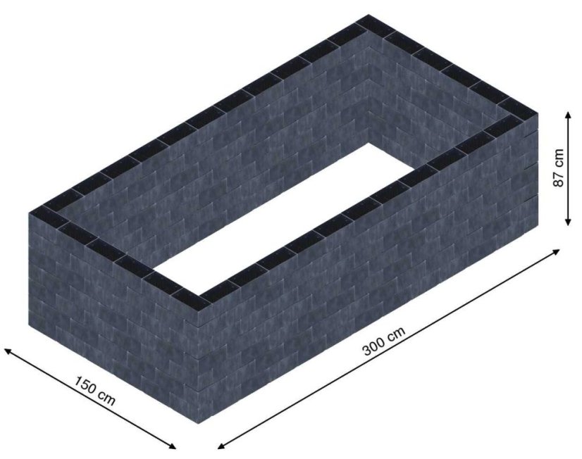Flexi Element vyvýšený záhon - obdĺžnik - Šírka: 150 cm, Dĺžka: 300 cm, Výška: 87 cm