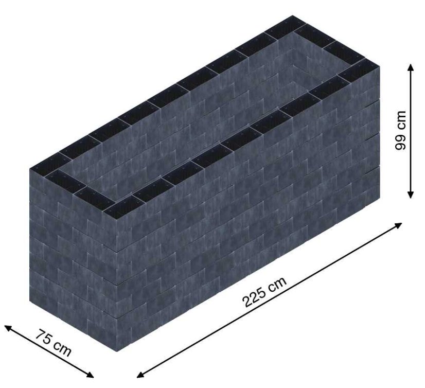 Flexi Element vyvýšený záhon - obdĺžnik - Šírka: 75 cm, Dĺžka: 225 cm, Výška: 99 cm