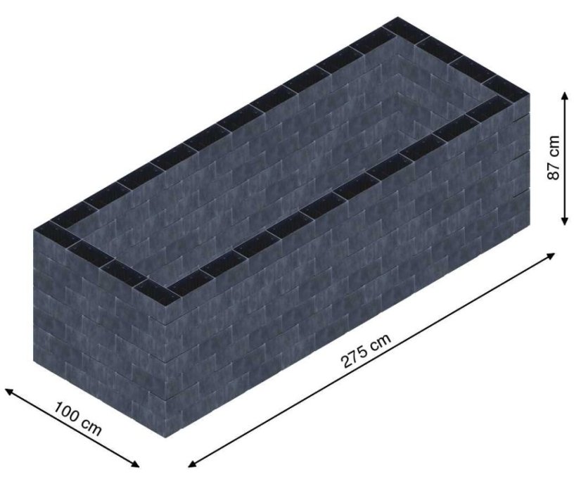 Flexi Element vyvýšený záhon - obdĺžnik - Šírka: 100 cm, Dĺžka: 275 cm, Výška: 87 cm