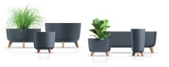 Kvetináč GRACIA CASE ECO WOOD 39 cm - farba: antracit ECO