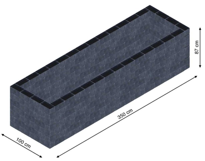 Flexi Element vyvýšený záhon - obdĺžnik - Šírka: 100 cm, Dĺžka: 350 cm, Výška: 87 cm