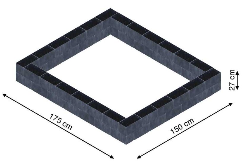 Flexi Element vyvýšený záhon - obdĺžnik - Šírka: 175 cm, Dĺžka: 150 cm, Výška: 27 cm