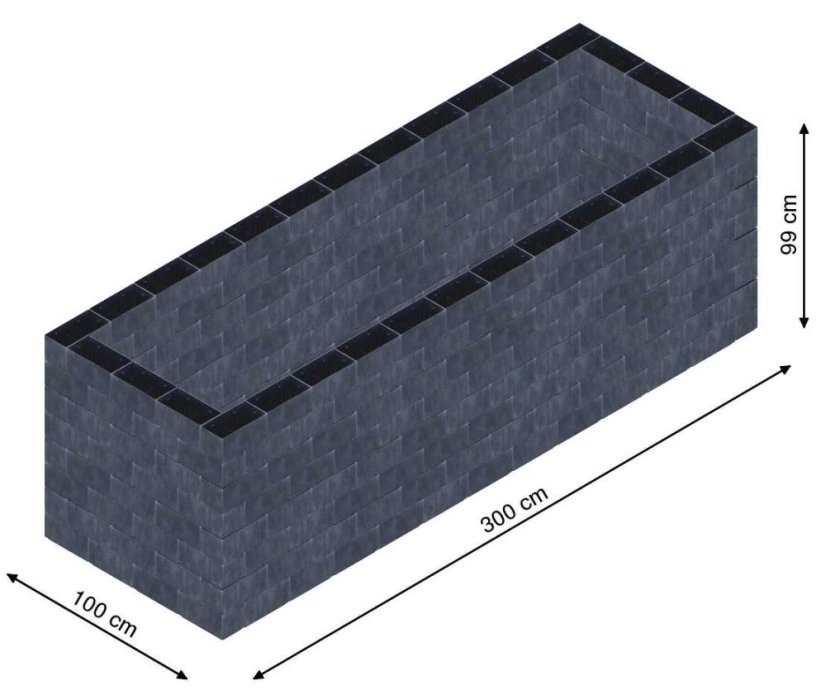 Flexi Element vyvýšený záhon - obdĺžnik - Šírka: 100 cm, Dĺžka: 300 cm, Výška: 99 cm