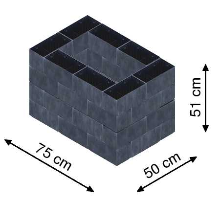 Flexi Element vyvýšený záhon - obdĺžnik - Šírka: 75 cm, Dĺžka: 50 cm, Výška: 51 cm