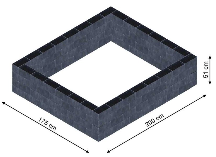 Flexi Element vyvýšený záhon - obdĺžnik - Šírka: 175 cm, Dĺžka: 200 cm, Výška: 51 cm