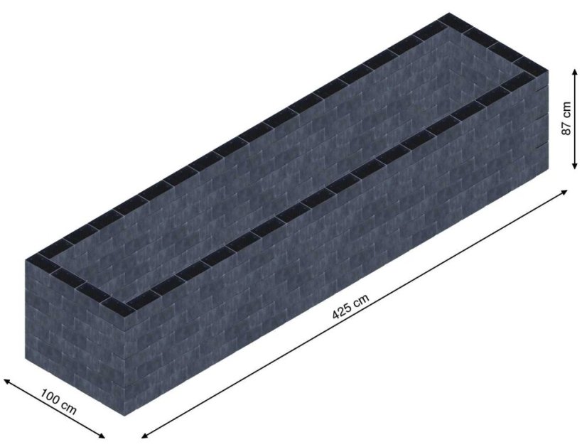 Flexi Element vyvýšený záhon - obdĺžnik - Šírka: 100 cm, Dĺžka: 425 cm, Výška: 87 cm