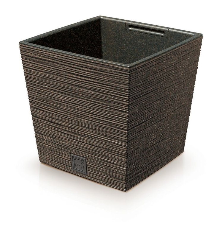 Květináč FURU SQUARE LOW ECO WOOD 29,5cm kávový