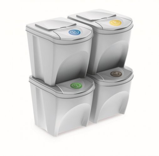 Prosperplast sada odpadkových košov SORTIBOX - Farba: Antracit, Velikost: 5x25L