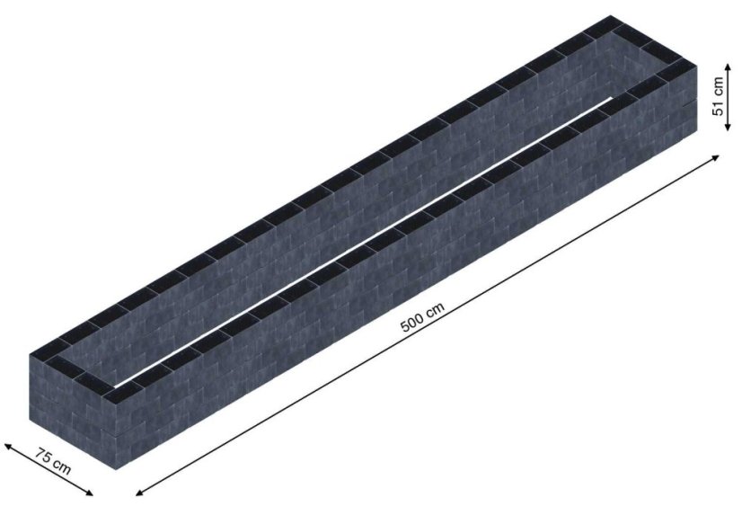 Flexi Element vyvýšený záhon - obdĺžnik - Šírka: 75 cm, Dĺžka: 500 cm, Výška: 51 cm