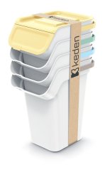 Odpadkový koš KADDI Q SET popelavě šedý s filtrem, objem 4 X 25l